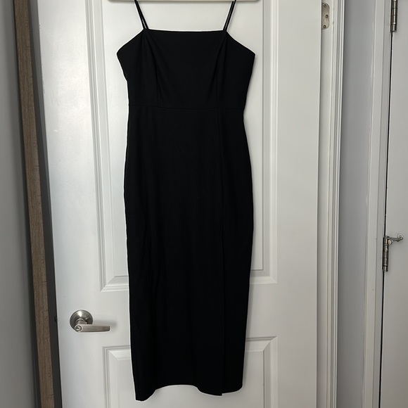Zara Black Midi Evening Dress With Slit Size Medium - Picture 3 of 3